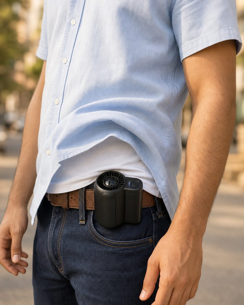 High-velocity air rises up your shirt