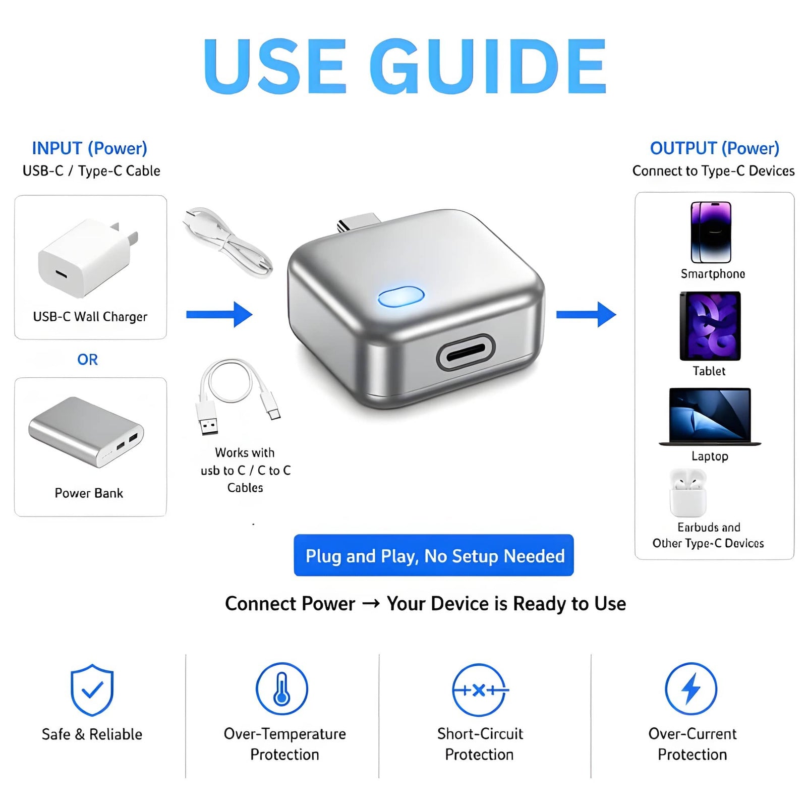 Plug in like any USB-C charger